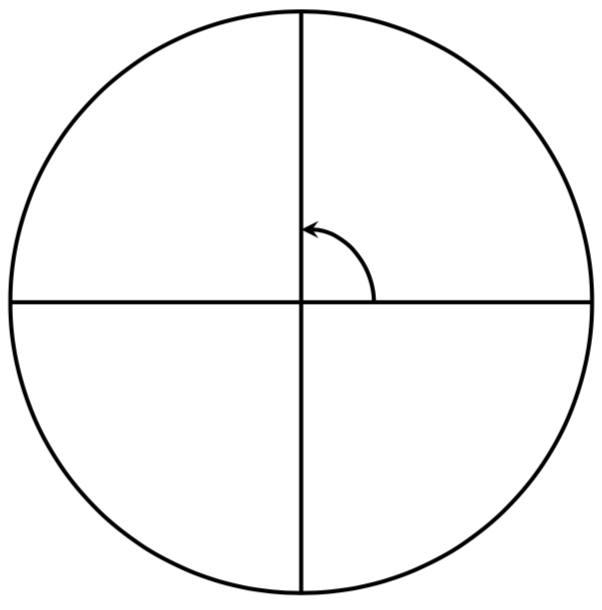 circle with 90 degree angle