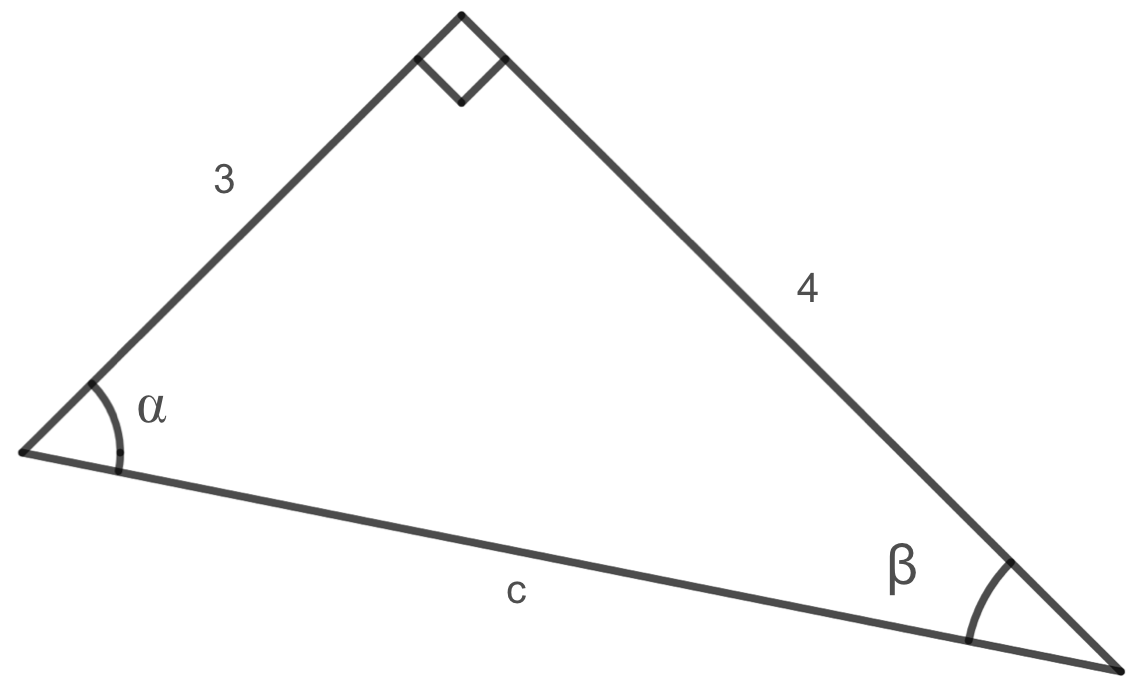 rotated right triangle example with hypotenuse labeled