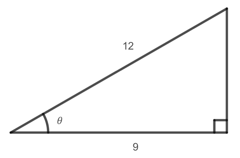 right triangle with hypotenuse and adjacent side labeled